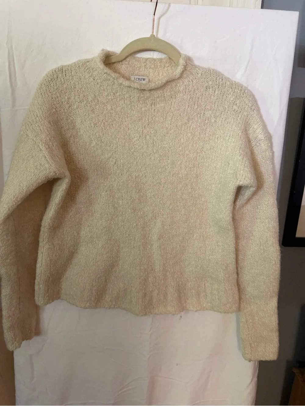J. Crew Cream Fuzzy Crewneck Sweater